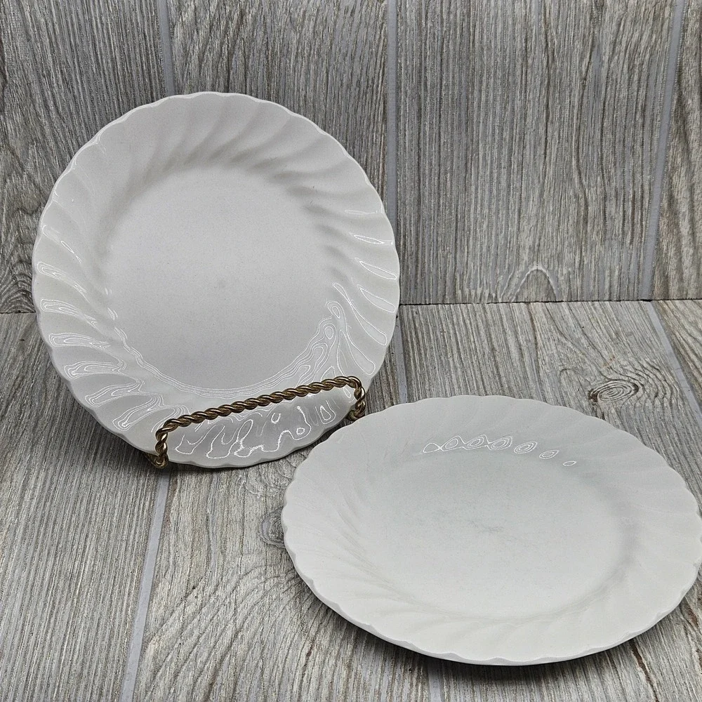 Johnson Brothers Regency White Ironstone Swirl Bread Butter Plates Set 2 England